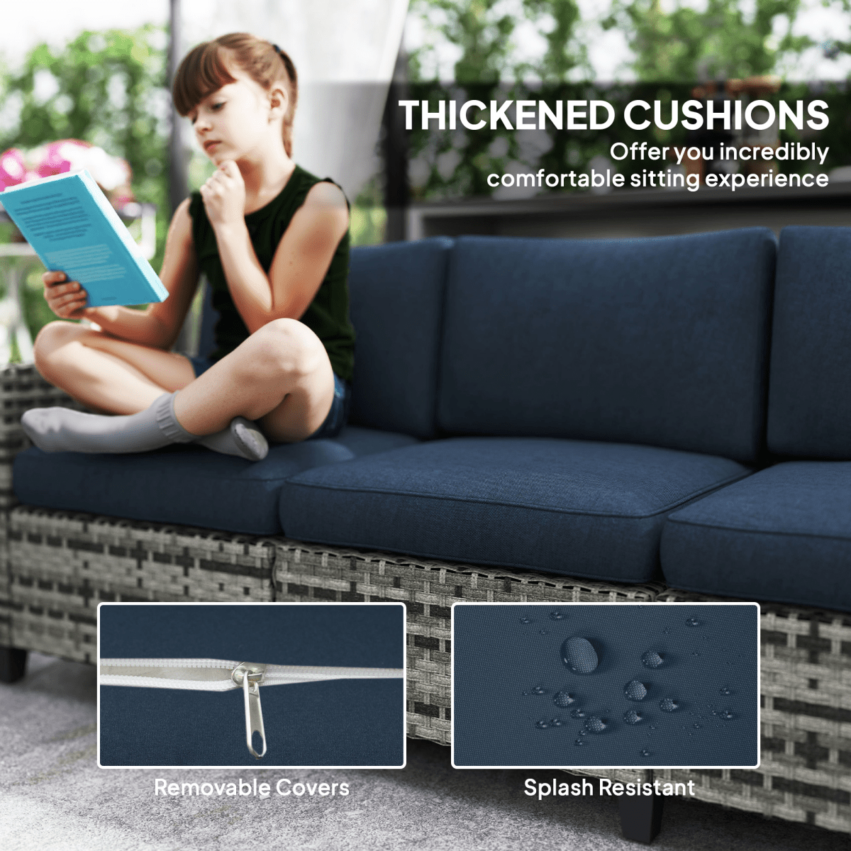 Outsunny 5 Seater Wicker Outdoor Furniture Set for Balcony | Luxury Home Accessories | Heulog Glow