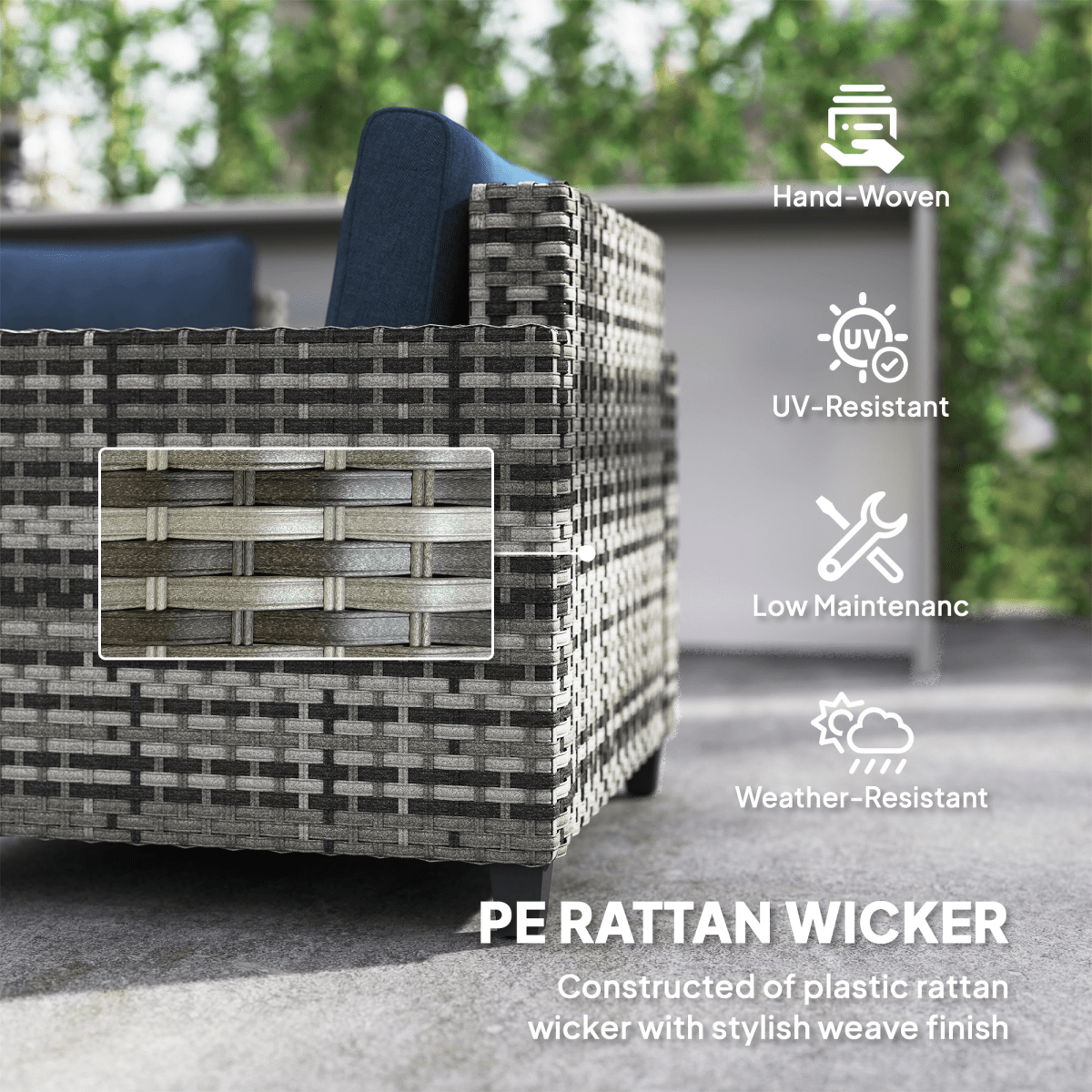 Outsunny 5 Seater Wicker Outdoor Furniture Set for Balcony | Luxury Home Accessories | Heulog Glow