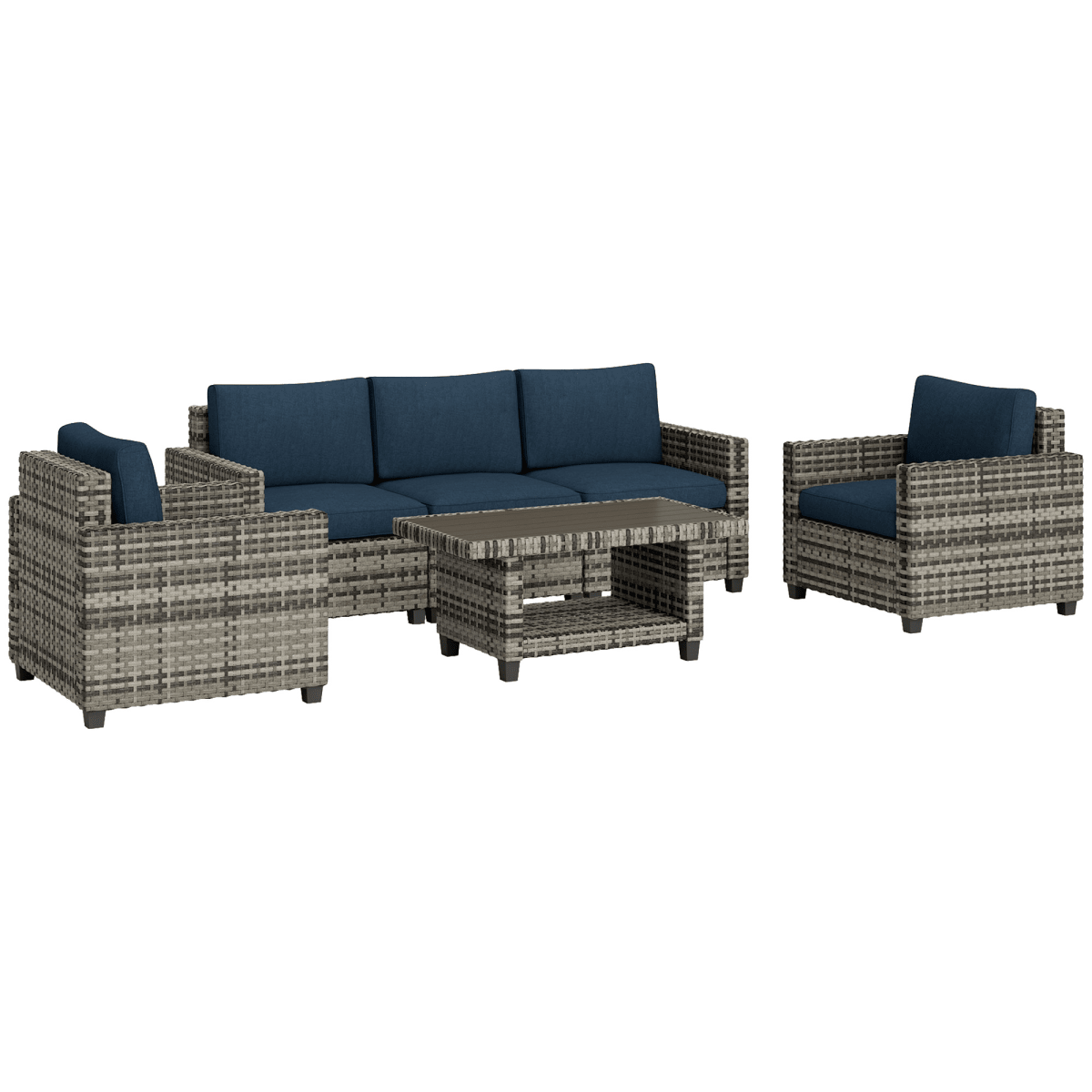 Outsunny 5 Seater Wicker Outdoor Furniture Set for Balcony | Luxury Home Accessories | Heulog Glow