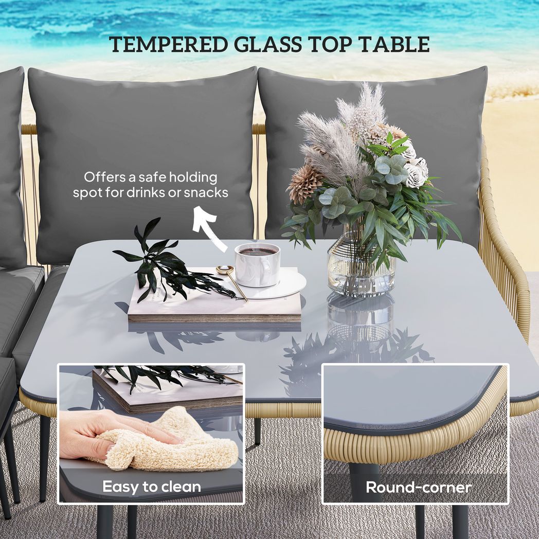 Outsunny 6 Piece Garden Furniture Set Garden Sofa with Cushions | Luxury Home Accessories | Heulog Glow