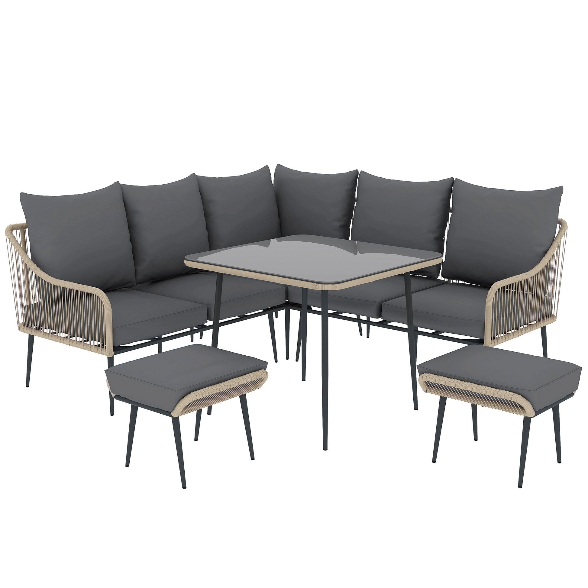 Outsunny 6 Piece Garden Furniture Set Garden Sofa with Cushions | Luxury Home Accessories | Heulog Glow