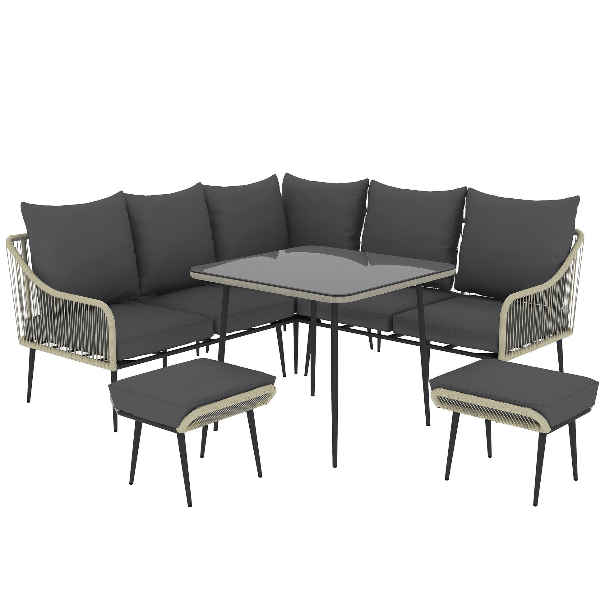 Outsunny 6 Piece Garden Furniture Set Garden Sofa with Cushions | Luxury Home Accessories | Heulog Glow