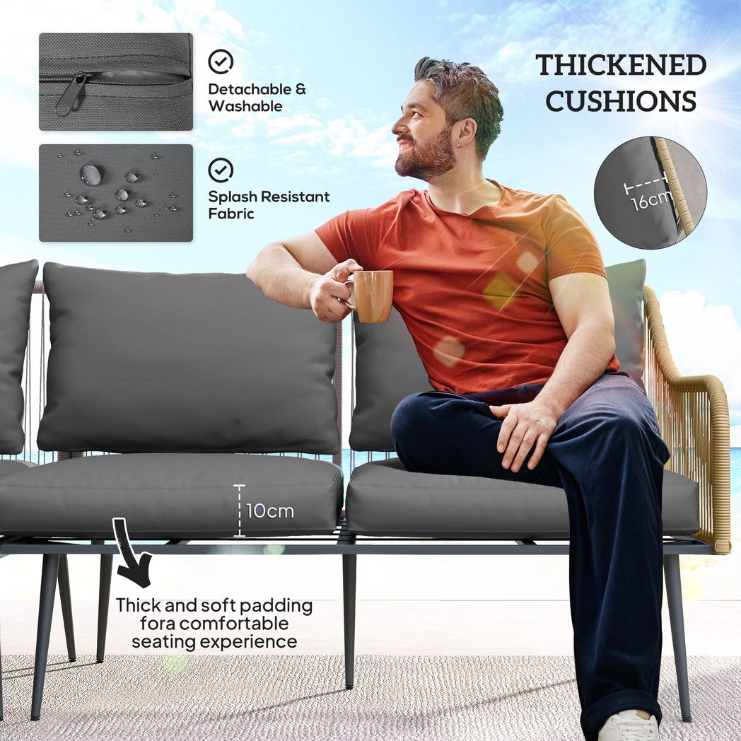 Outsunny 6 Piece Garden Furniture Set Garden Sofa with Cushions | Luxury Home Accessories | Heulog Glow