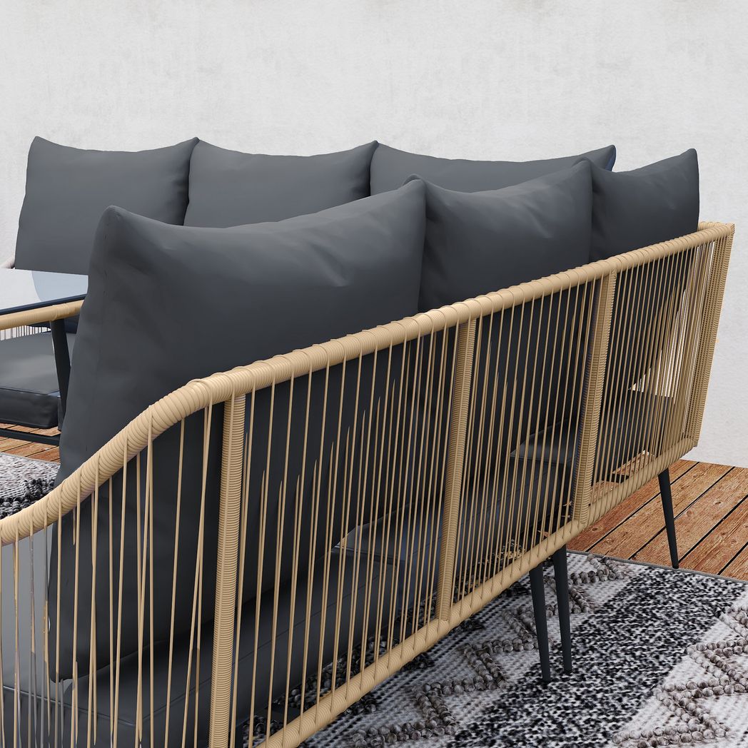 Outsunny 6 Piece Garden Furniture Set Garden Sofa with Cushions | Luxury Home Accessories | Heulog Glow