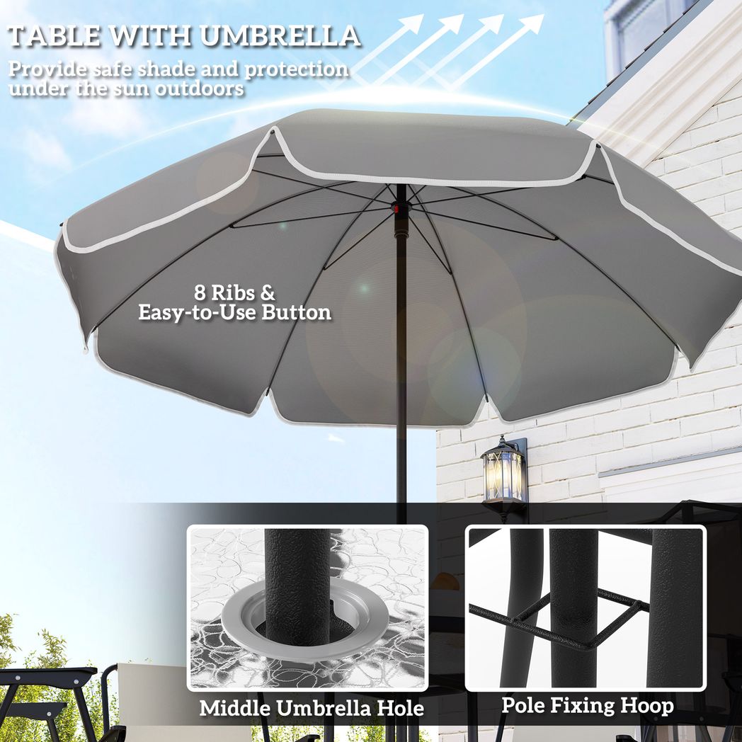 Outsunny 6 Pieces Garden Furniture Set with Parasol, Folding Chairs | Luxury Home Accessories | Heulog Glow