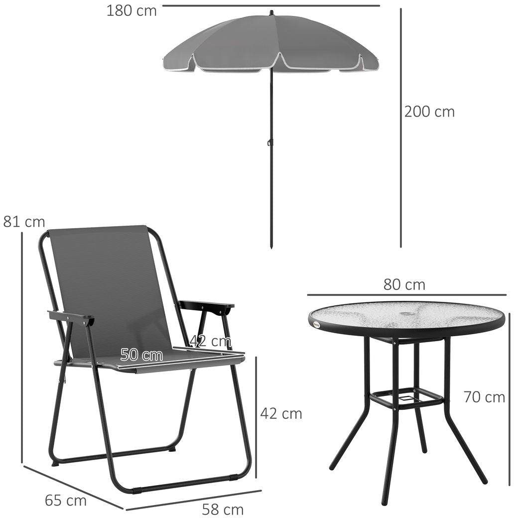 Outsunny 6 Pieces Garden Furniture Set with Parasol, Folding Chairs | Luxury Home Accessories | Heulog Glow