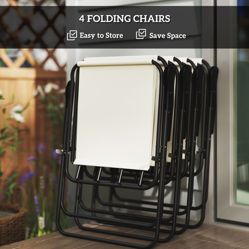 Outsunny 6 Pieces Garden Furniture Set with Parasol, Folding Chairs | Luxury Home Accessories | Heulog Glow