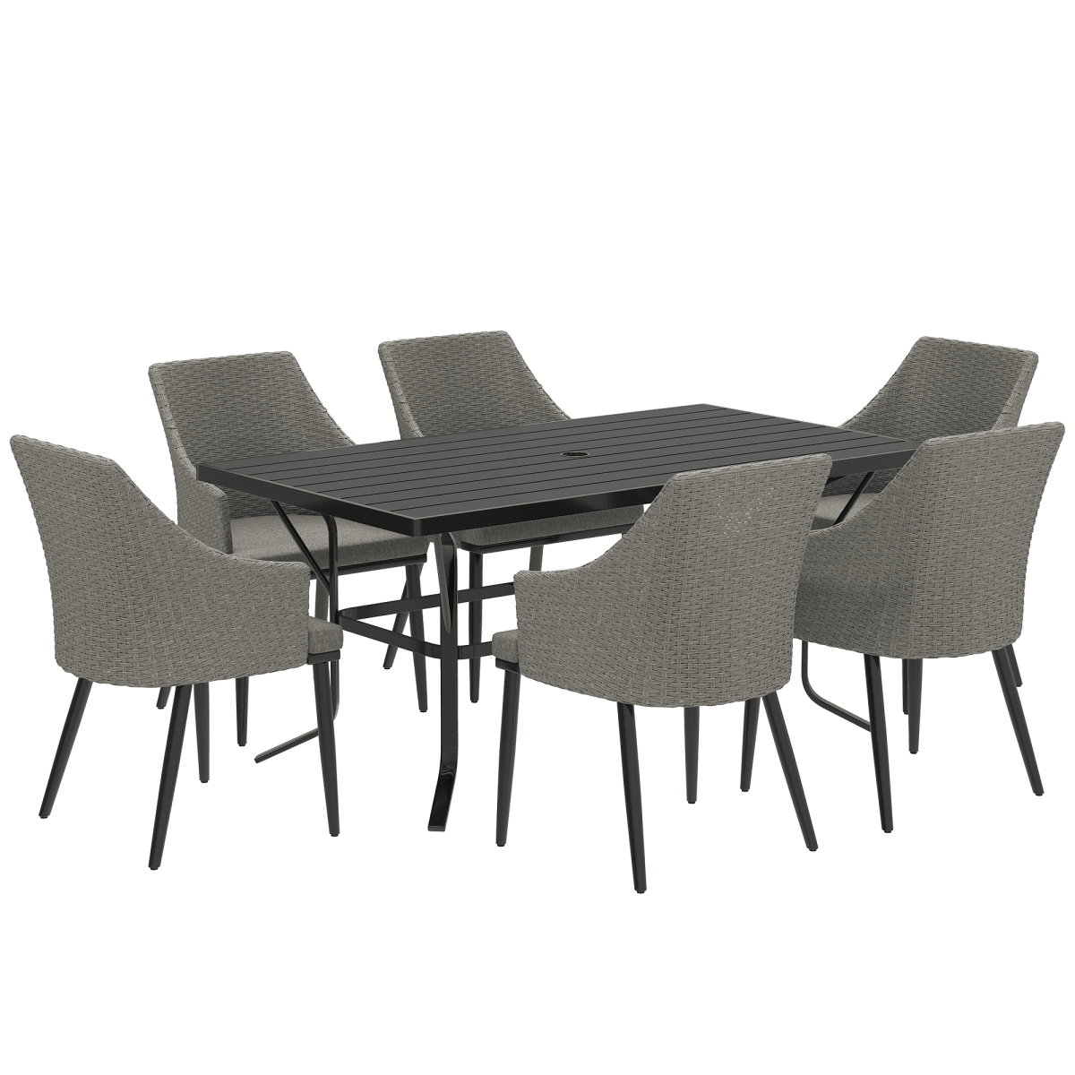 Outsunny 6 Seater Garden Furniture with Cushions, Parasol Hole | Luxury Home Accessories | Heulog Glow