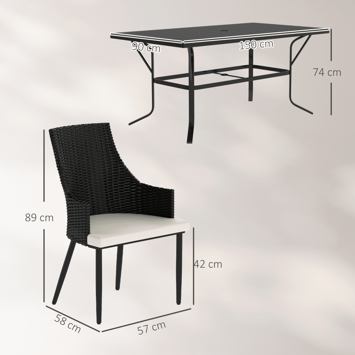 Outsunny 6 Seater Garden Furniture with Cushions, Parasol Hole | Luxury Home Accessories | Heulog Glow