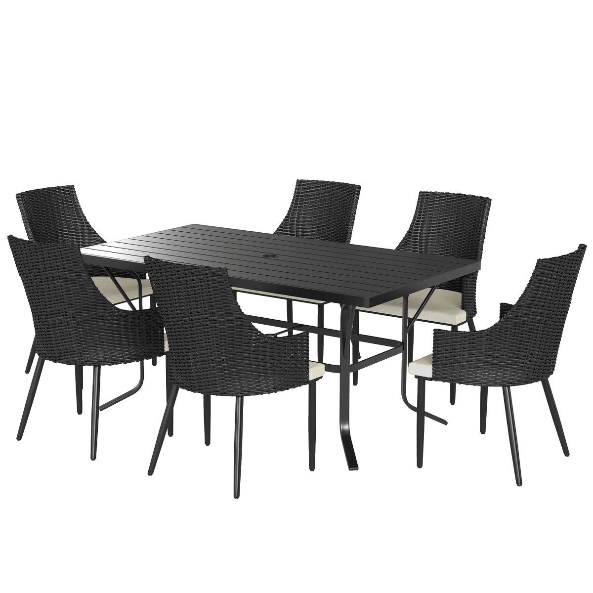 Outsunny 6 Seater Garden Furniture with Cushions, Parasol Hole | Luxury Home Accessories | Heulog Glow
