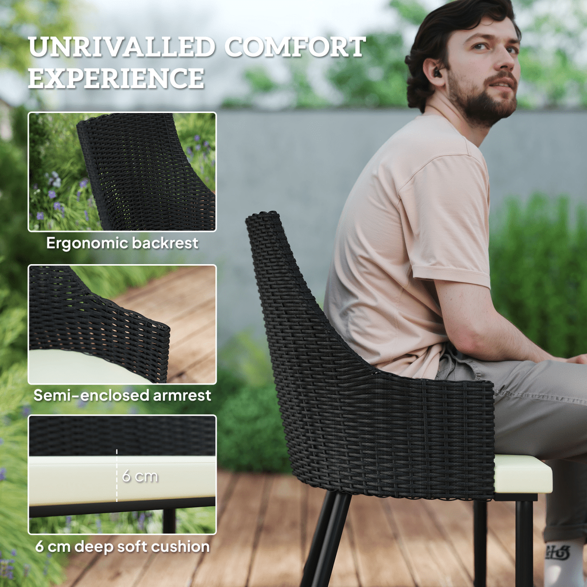 Outsunny 6 Seater Garden Furniture with Cushions, Parasol Hole | Luxury Home Accessories | Heulog Glow