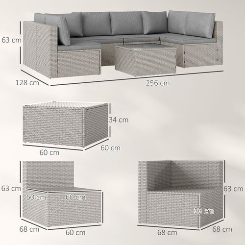 Outsunny 7 Pieces Rattan Garden Furniture Set with Cushions | Luxury Home Accessories | Heulog Glow