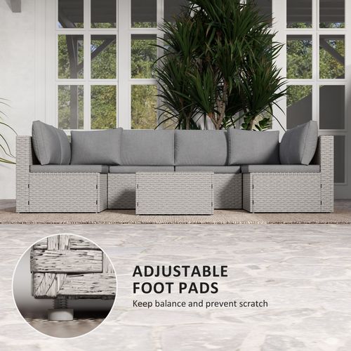 Outsunny 7 Pieces Rattan Garden Furniture Set with Cushions | Luxury Home Accessories | Heulog Glow