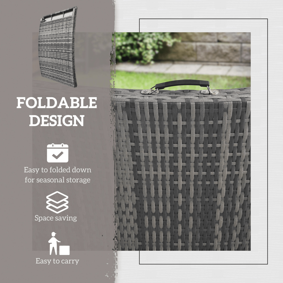 Outsunny Folding Rattan Sun Lounger with Cushion and Pillow | Luxury Home Accessories | Heulog Glow