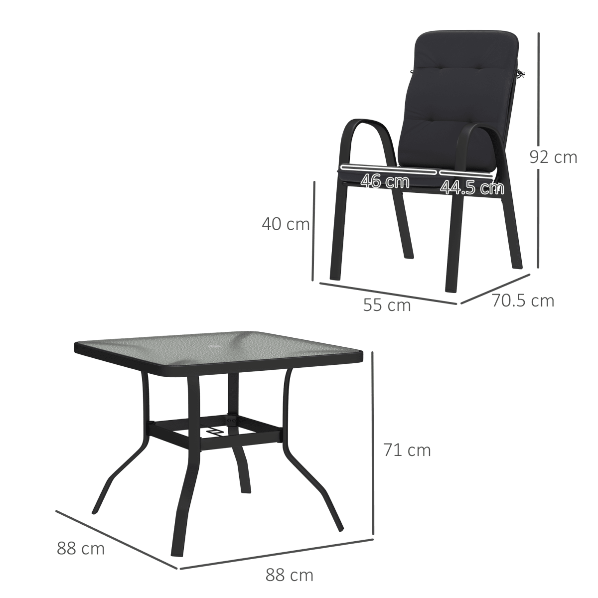 Outsunny Garden Dining Set, Glass Table w/ Umbrella Hole | Luxury Home Accessories | Heulog Glow