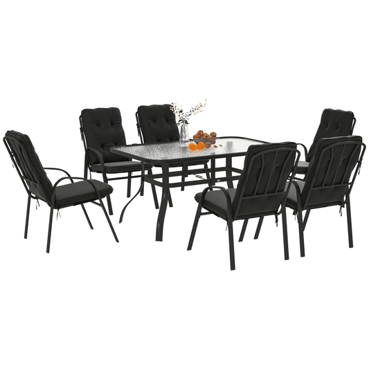Outsunny Garden Dining Set, Glass Table w/ Umbrella Hole | Luxury Home Accessories | Heulog Glow
