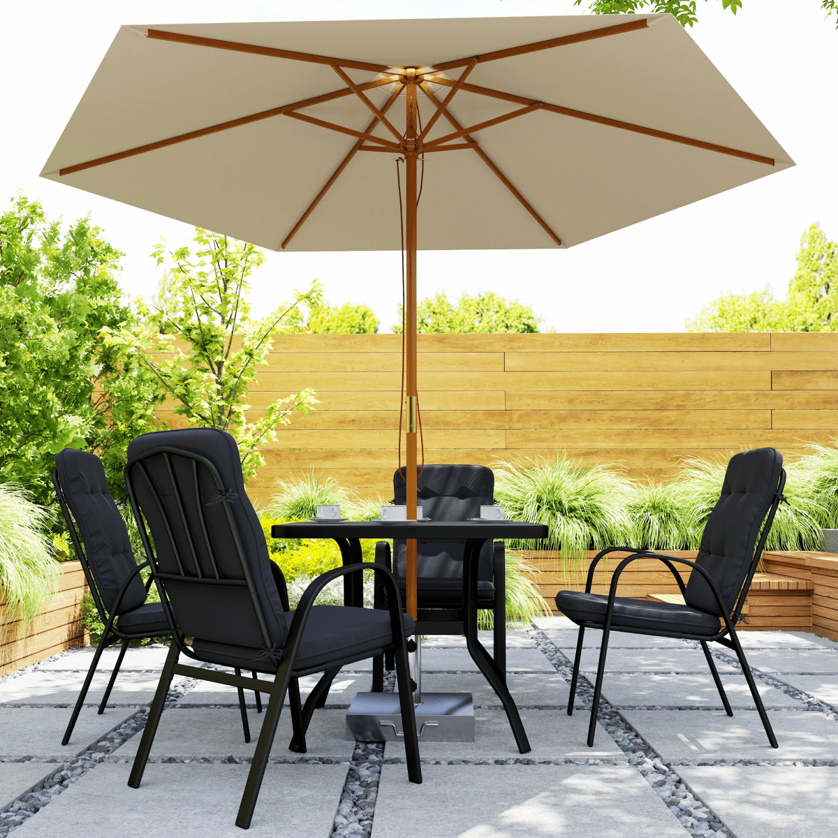 Outsunny Garden Dining Set, Glass Table w/ Umbrella Hole | Luxury Home Accessories | Heulog Glow