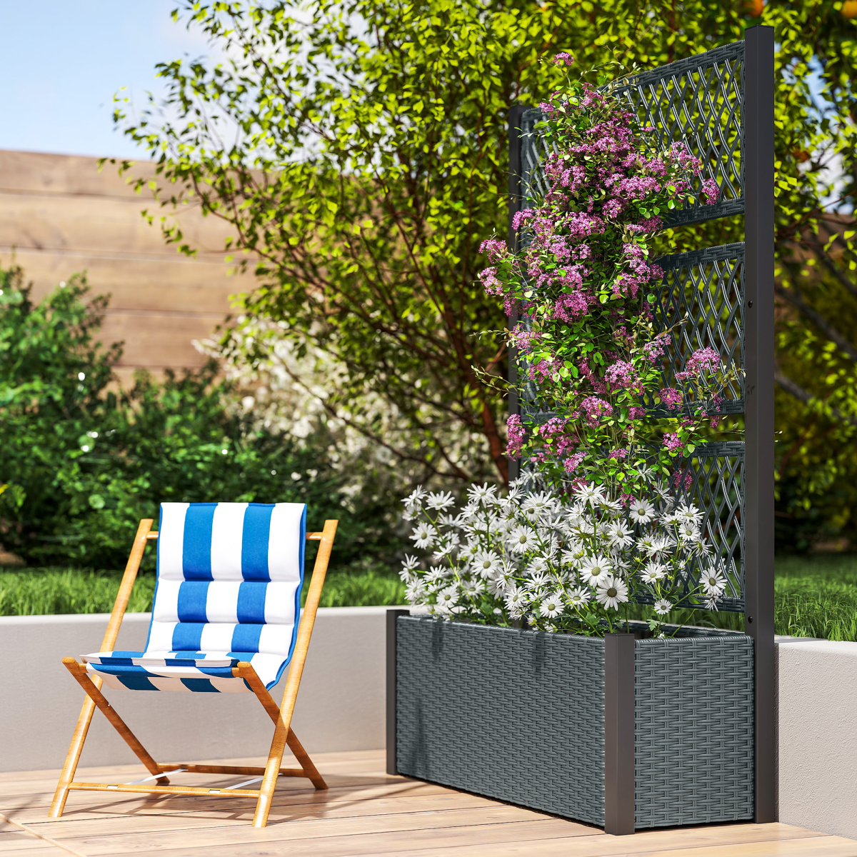 Outsunny Garden Planter Box with Trellis, Rattan Raised Bed | Luxury Home Accessories | Heulog Glow