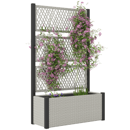 Outsunny Garden Planter Box with Trellis, Rattan Raised Bed | Luxury Home Accessories | Heulog Glow