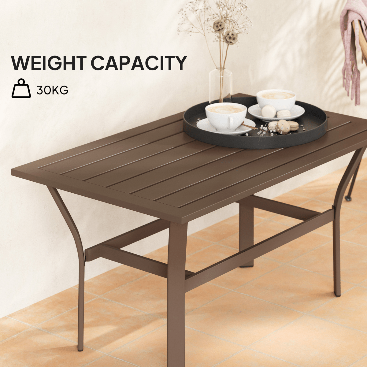 Outsunny Metal Garden Coffee Table with Slatted Tabletop | Luxury Home Accessories | Heulog Glow