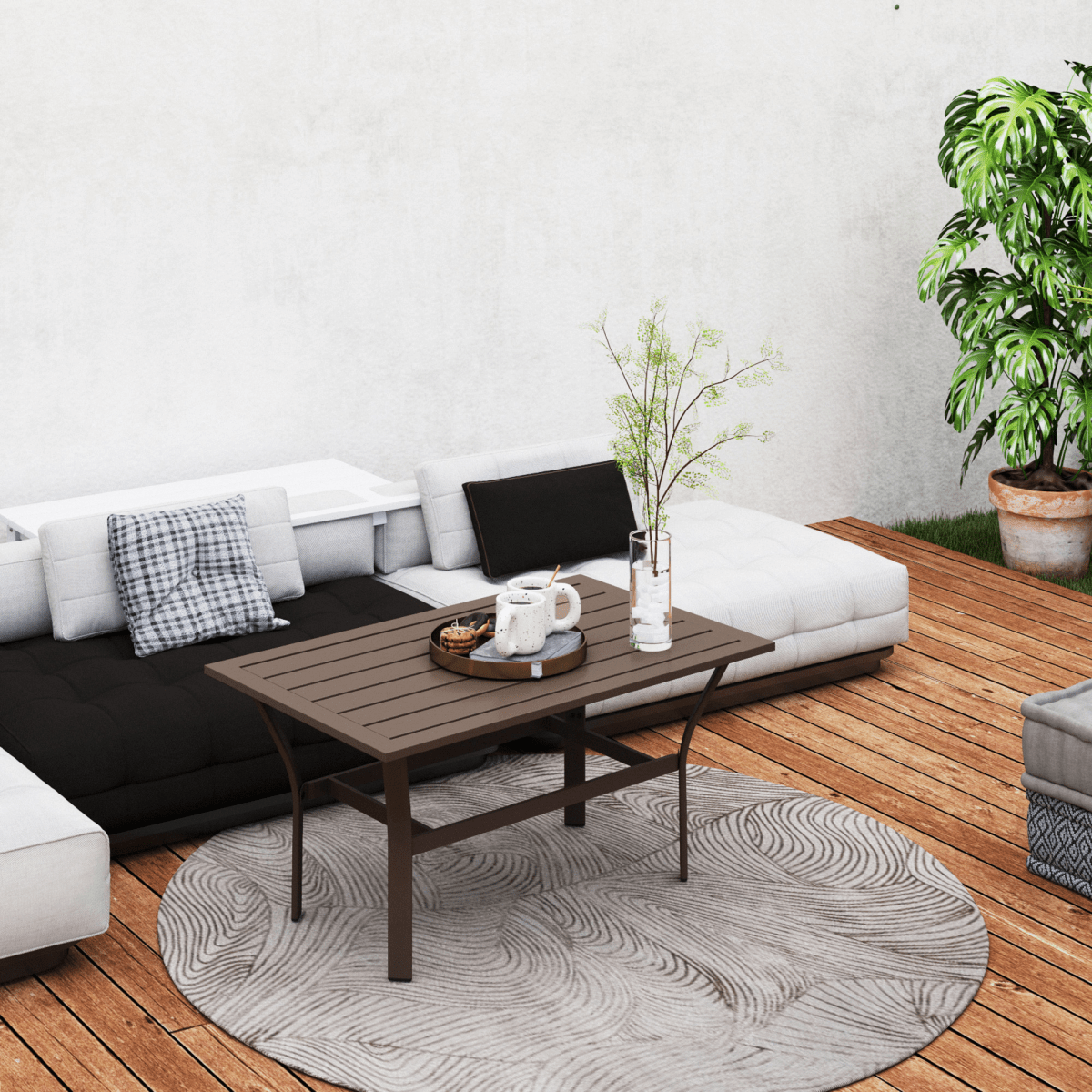 Outsunny Metal Garden Coffee Table with Slatted Tabletop | Luxury Home Accessories | Heulog Glow