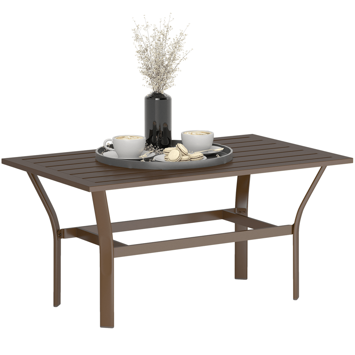 Outsunny Metal Garden Coffee Table with Slatted Tabletop | Luxury Home Accessories | Heulog Glow