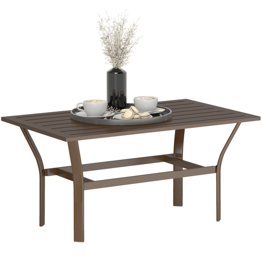 Outsunny Metal Garden Coffee Table with Slatted Tabletop | Luxury Home Accessories | Heulog Glow
