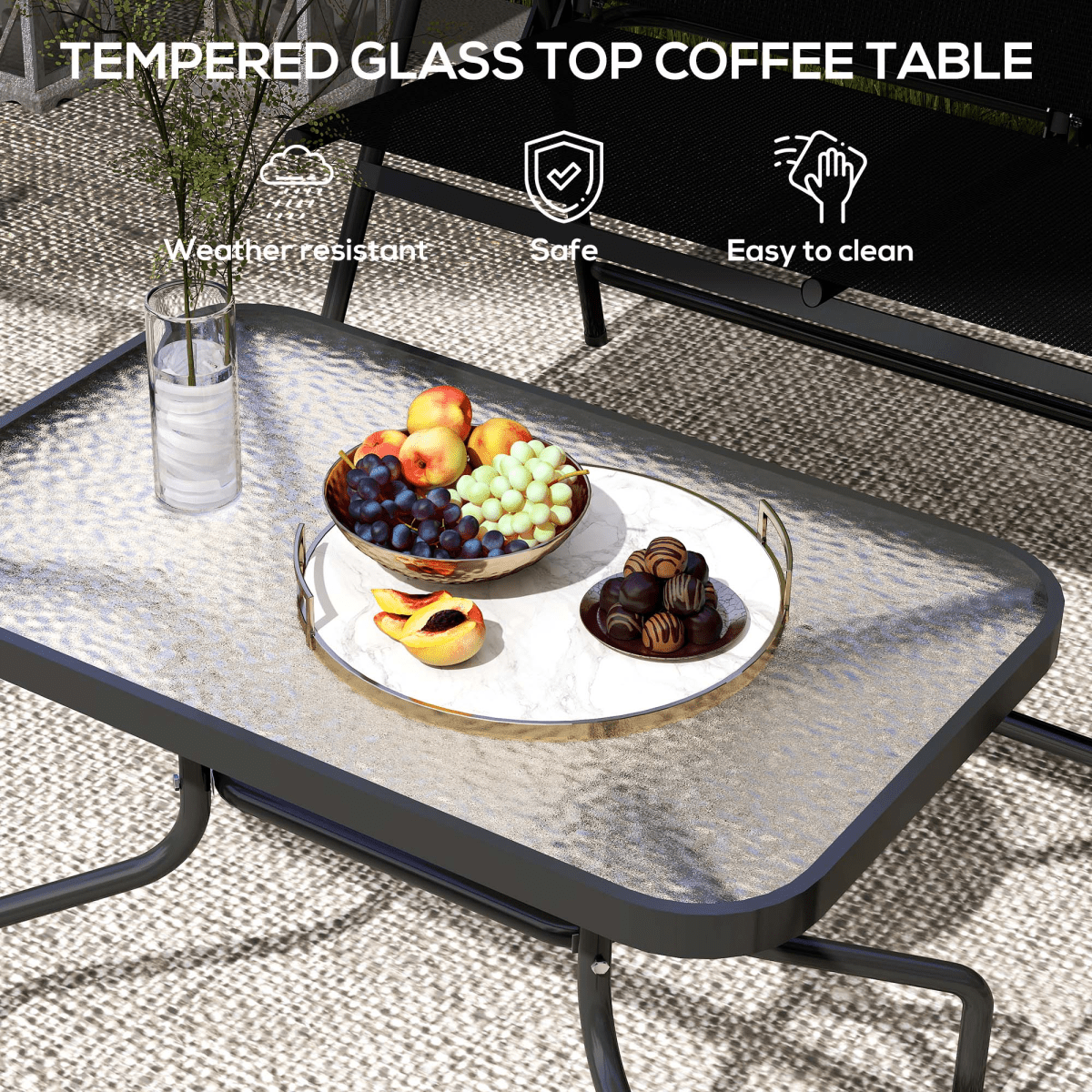 Outsunny Patio Furniture Set, Garden Set w/ Table, Foldable Chairs, a Loveseat | Luxury Home Accessories | Heulog Glow
