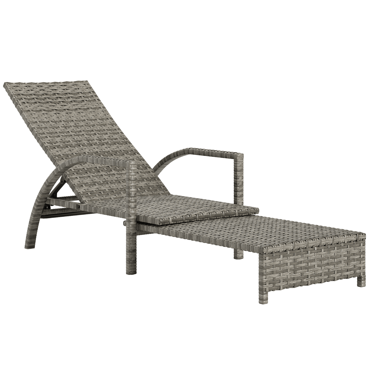 Outsunny PE Rattan Sun Lounger with 4-Level Adjustable Backrest | Luxury Home Accessories | Heulog Glow