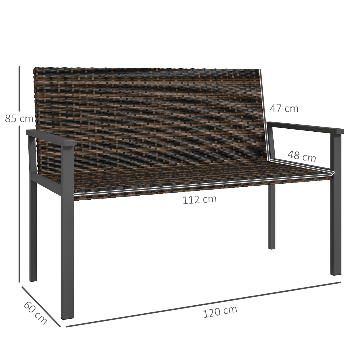 Outsunny Rattan Garden Bench Loveseat with Quick-Drying Padding | Luxury Home Accessories | Heulog Glow