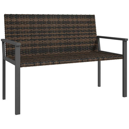 Outsunny Rattan Garden Bench Loveseat with Quick-Drying Padding | Luxury Home Accessories | Heulog Glow