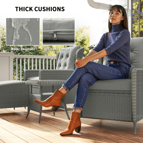 Outsunny Rattan Garden Furniture Set with Footstools Armchairs Charcoal Grey | Luxury Home Accessories | Heulog Glow