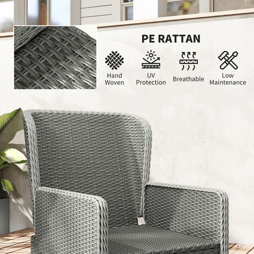 Outsunny Rattan Garden Furniture Set with Footstools Armchairs Charcoal Grey | Luxury Home Accessories | Heulog Glow