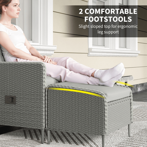 Outsunny Rattan Garden Furniture Set with Footstools Armchairs Charcoal Grey | Luxury Home Accessories | Heulog Glow