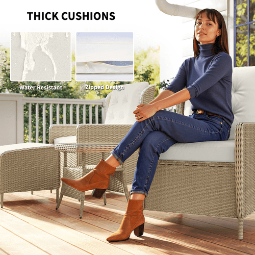 Outsunny Rattan Garden Furniture Set with Footstools Armchairs Light Grey | Luxury Home Accessories | Heulog Glow