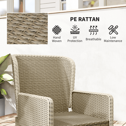 Outsunny Rattan Garden Furniture Set with Footstools Armchairs Light Grey | Luxury Home Accessories | Heulog Glow