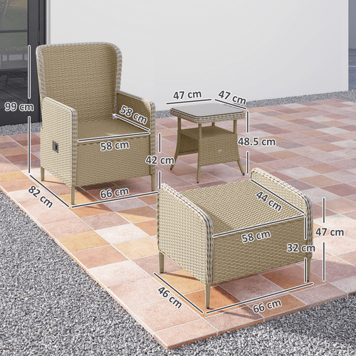 Outsunny Rattan Garden Furniture Set with Footstools Armchairs Light Grey | Luxury Home Accessories | Heulog Glow