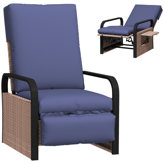 Outsunny Rattan Garden Recliner Chair Sun Lounger w/ Side Tray | Luxury Home Accessories | Heulog Glow