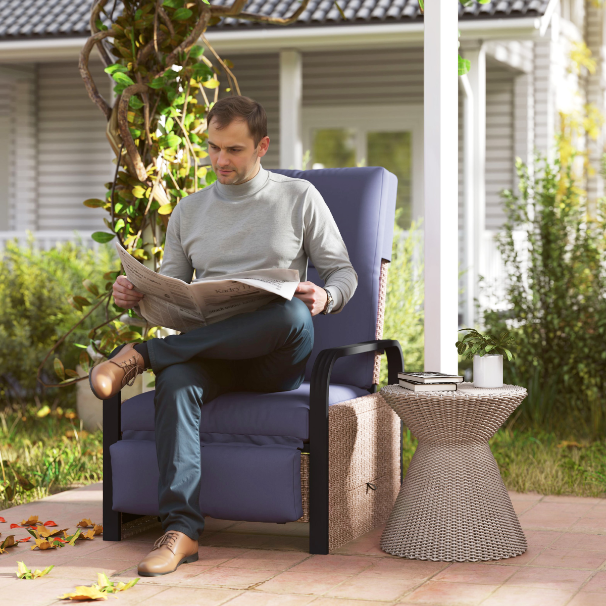 Outsunny Rattan Garden Recliner Chair Sun Lounger w/ Side Tray | Luxury Home Accessories | Heulog Glow