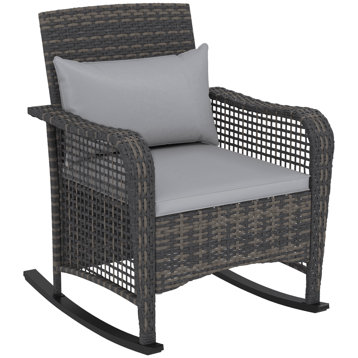 Outsunny Rattan Garden Rocking Chair w/ Seat and Back Cushions | Luxury Home Accessories | Heulog Glow