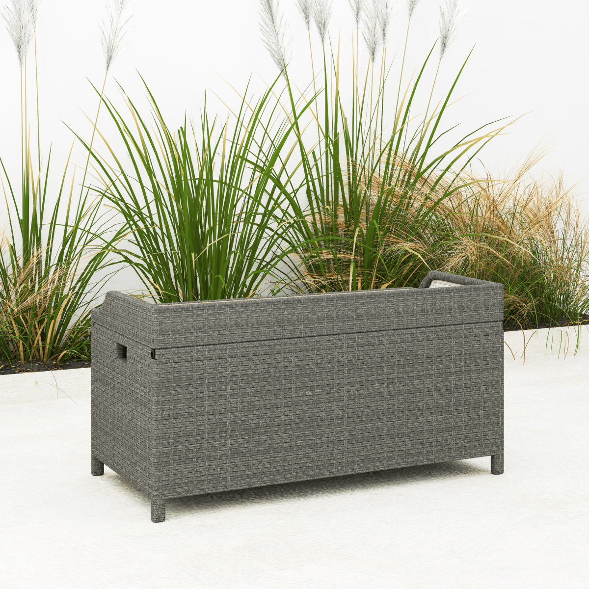 Outsunny Rattan Outdoor Storage Bench with Aluminium Frame | Luxury Home Accessories | Heulog Glow