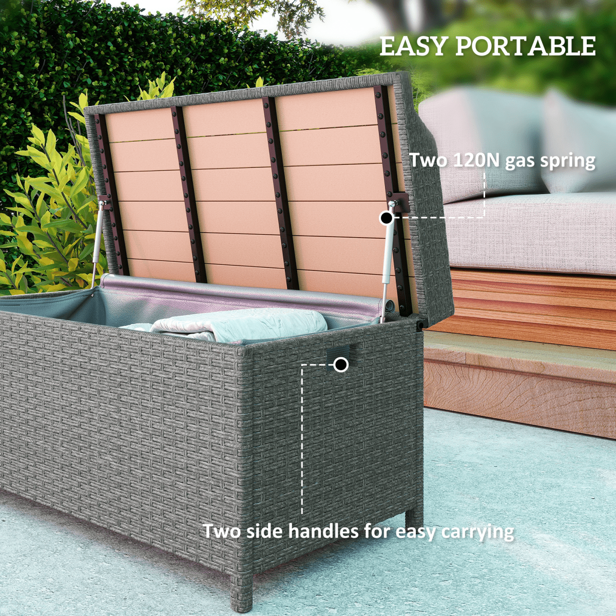 Outsunny Rattan Outdoor Storage Bench with Aluminium Frame | Luxury Home Accessories | Heulog Glow