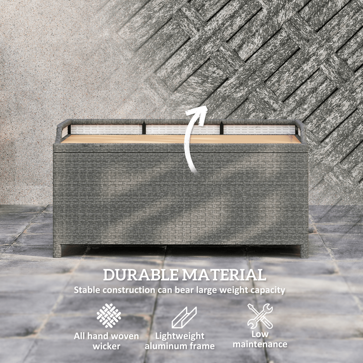 Outsunny Rattan Outdoor Storage Bench with Aluminium Frame | Luxury Home Accessories | Heulog Glow