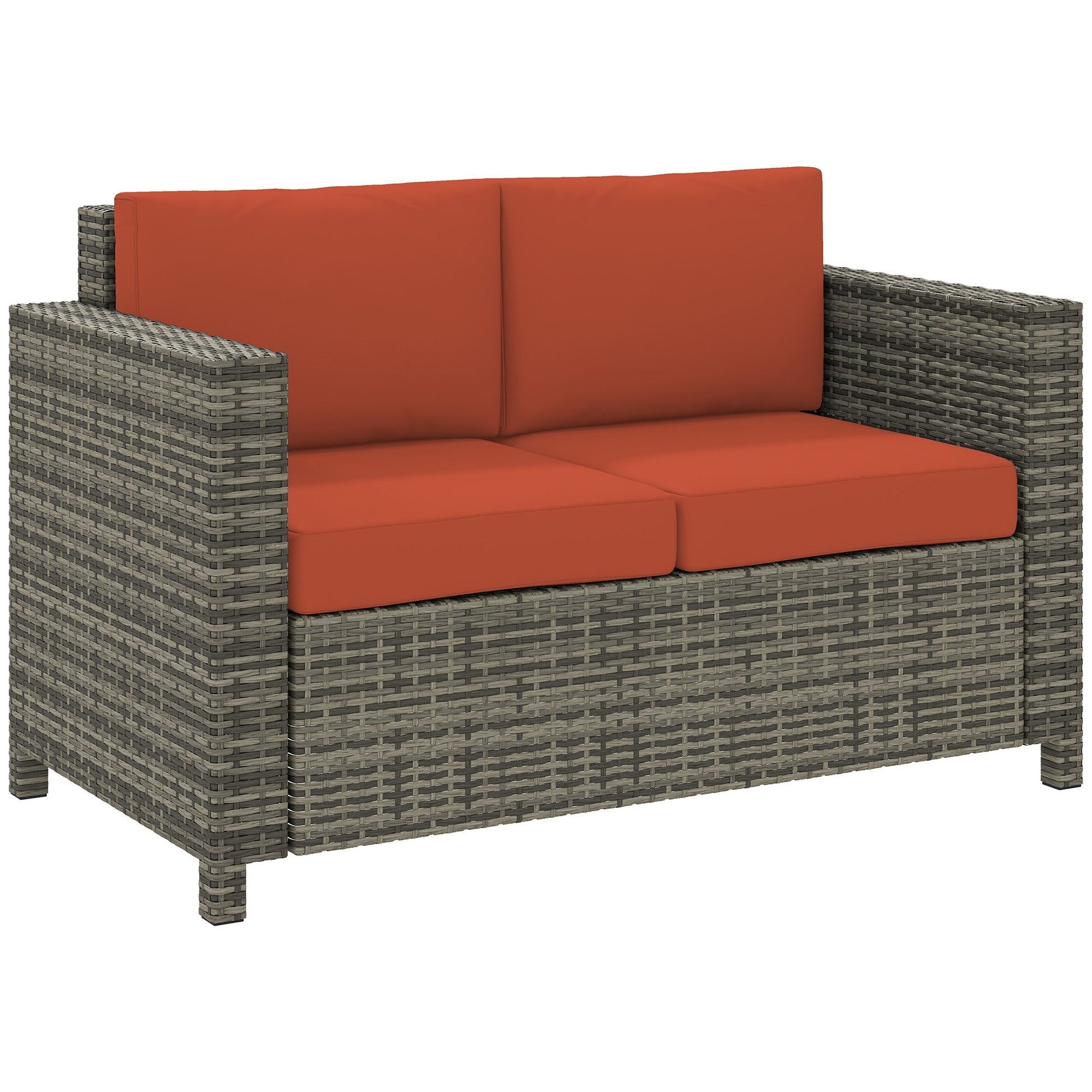 Outsunny Rattan Wicker 2-seat Sofa Loveseat Padded Garden Furniture | Luxury Home Accessories | Heulog Glow