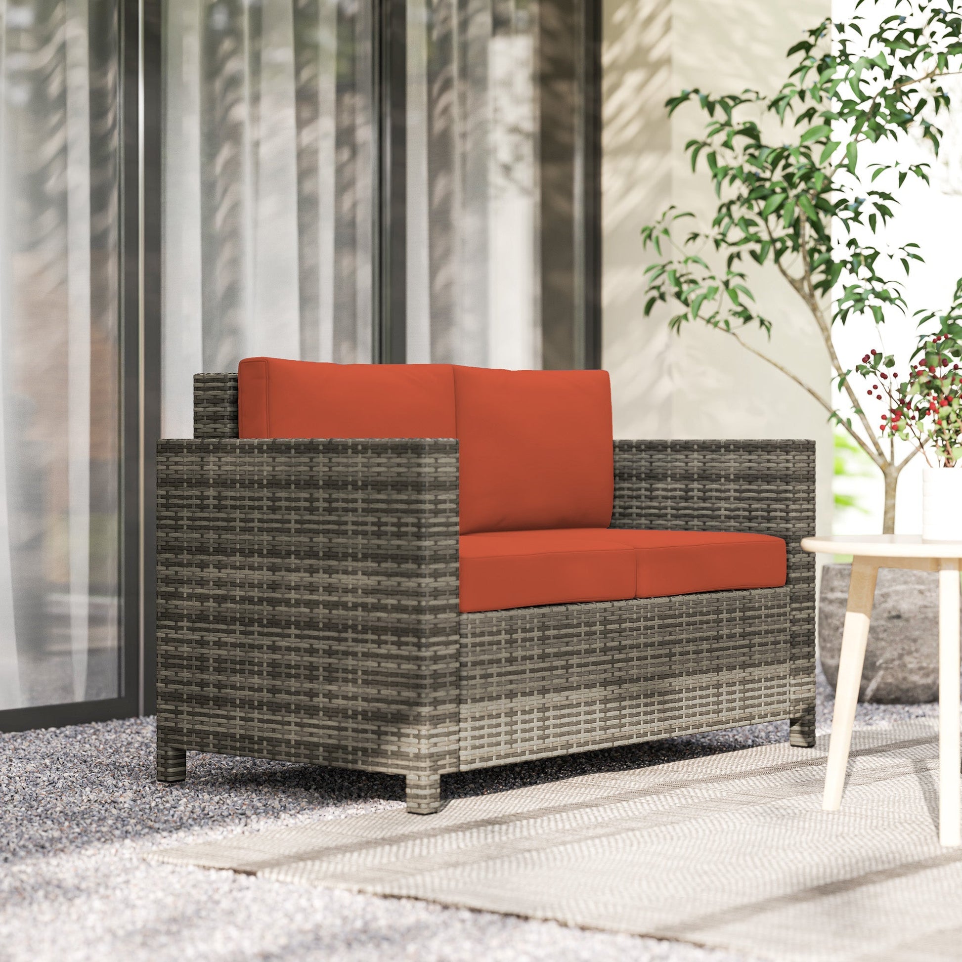 Outsunny Rattan Wicker 2-seat Sofa Loveseat Padded Garden Furniture | Luxury Home Accessories | Heulog Glow
