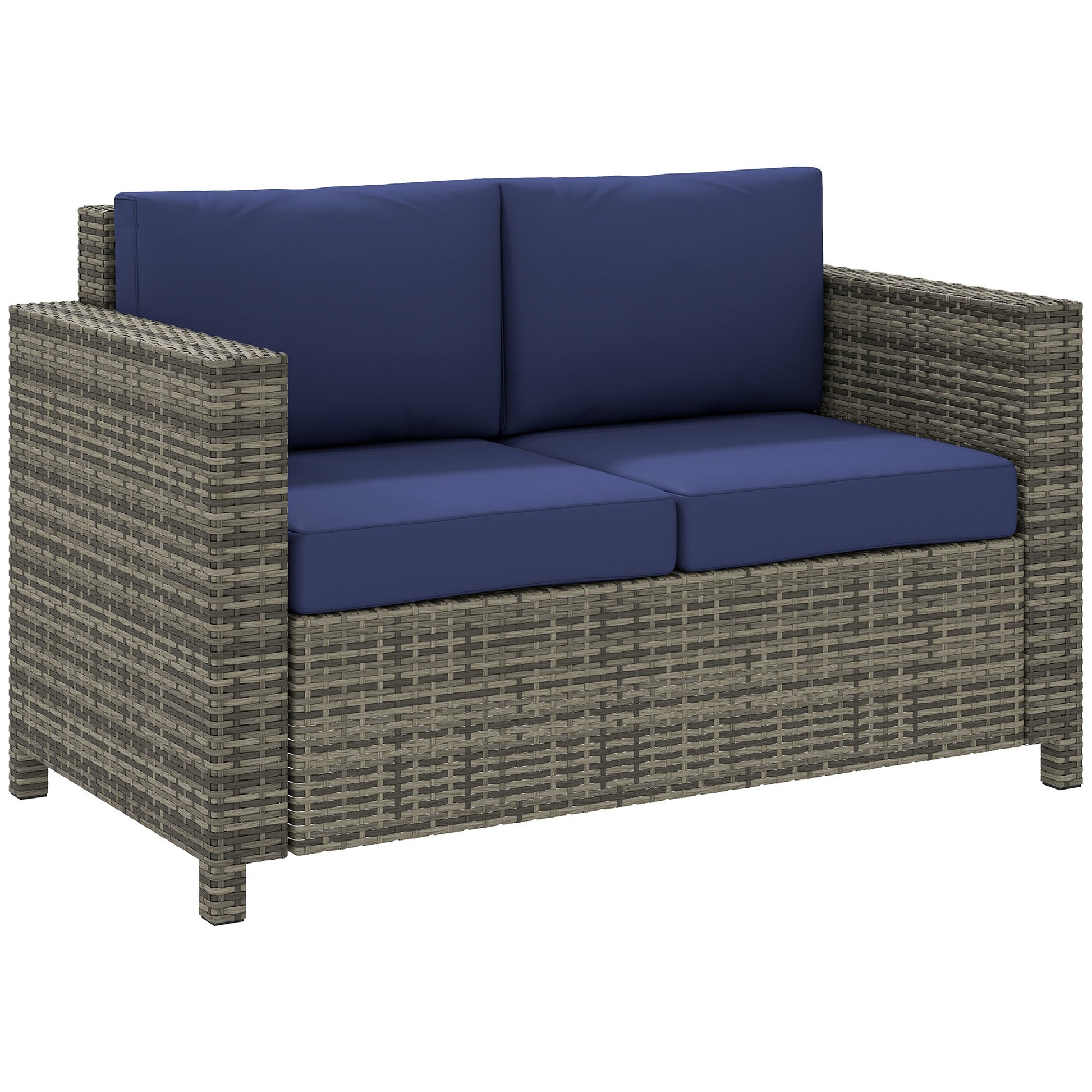 Outsunny Rattan Wicker 2-seat Sofa Loveseat Padded Garden Furniture | Luxury Home Accessories | Heulog Glow