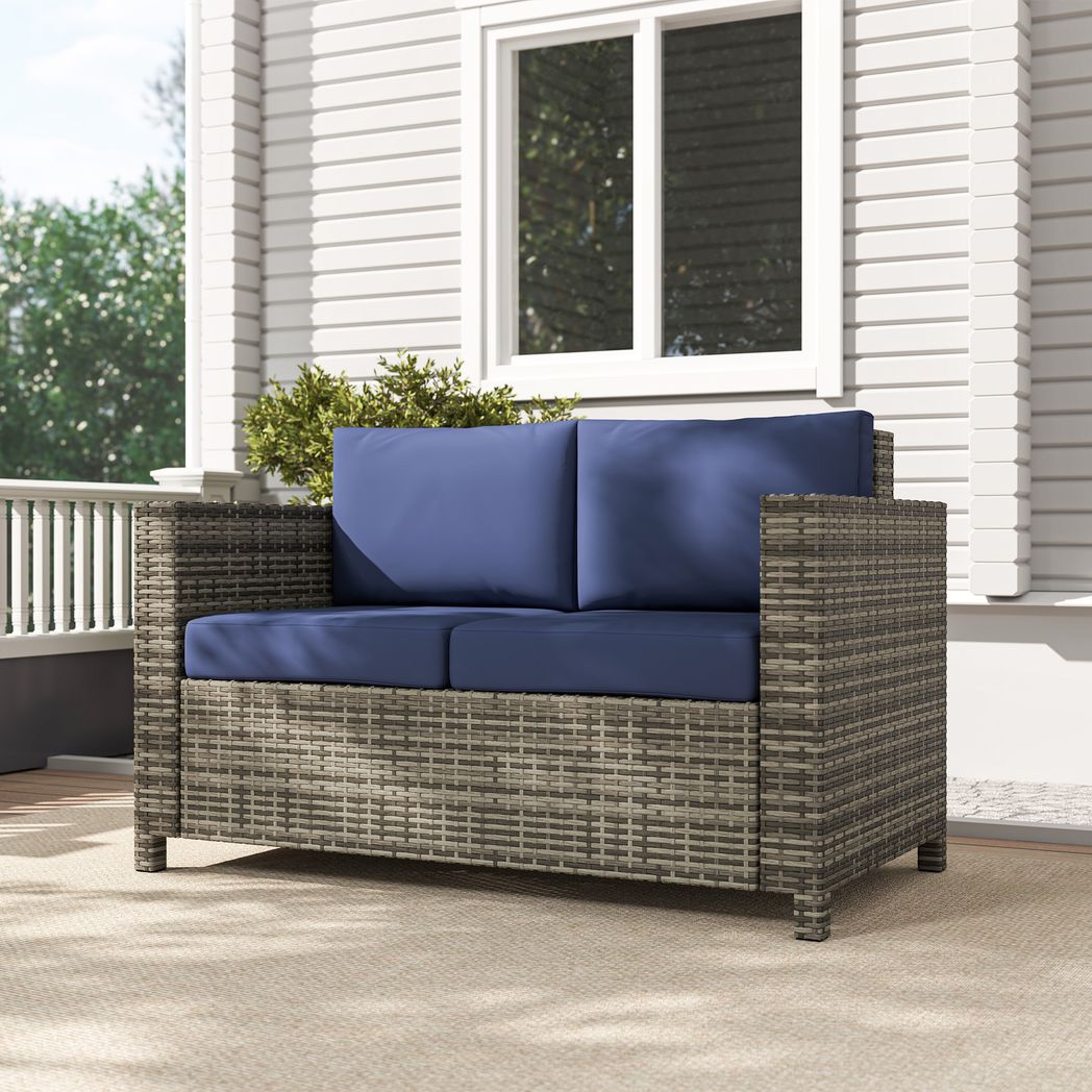 Outsunny Rattan Wicker 2-seat Sofa Loveseat Padded Garden Furniture | Luxury Home Accessories | Heulog Glow