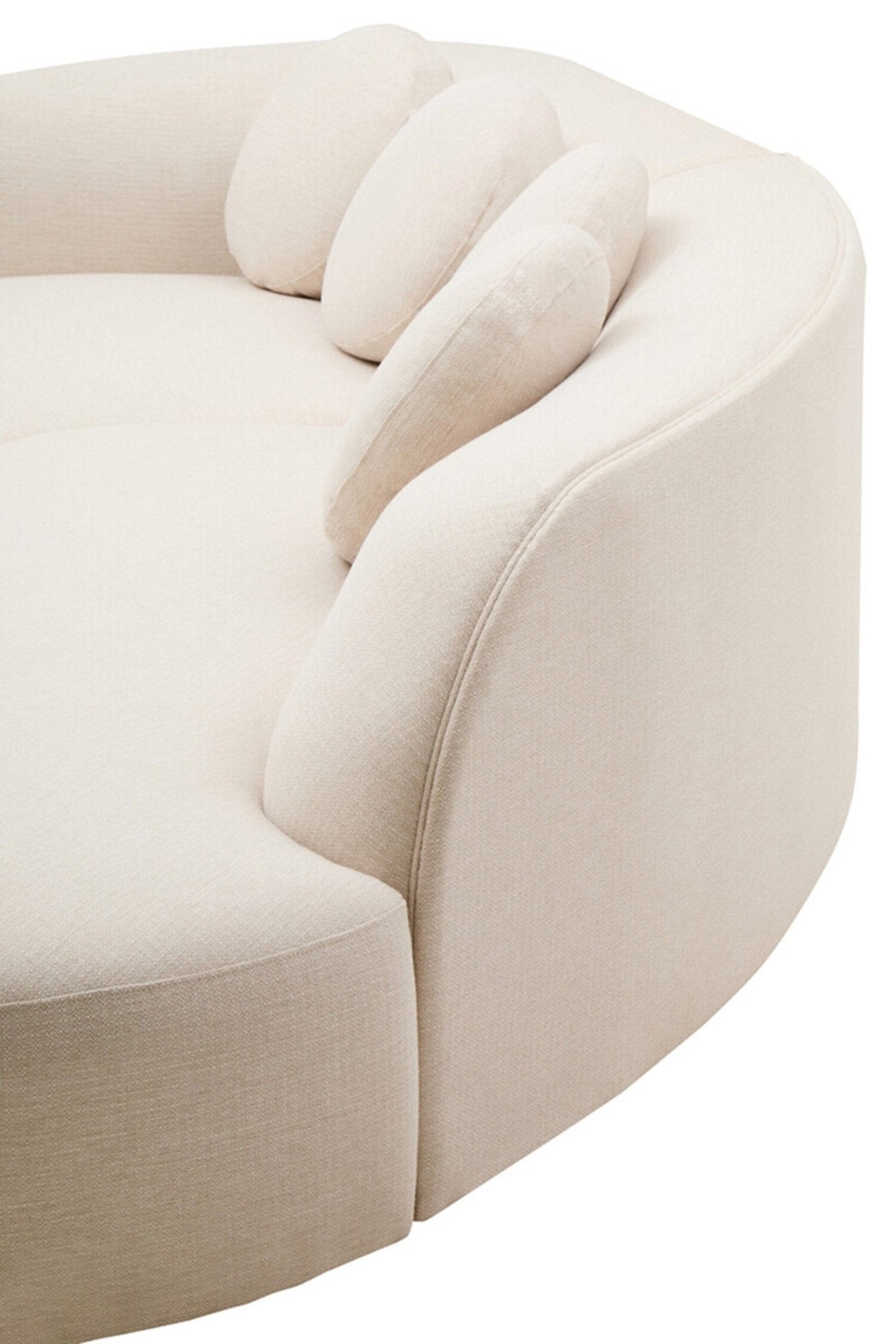Ovada Cream Linen 3 Seater Curved Sofa | Luxury Home Accessories | Heulog Glow