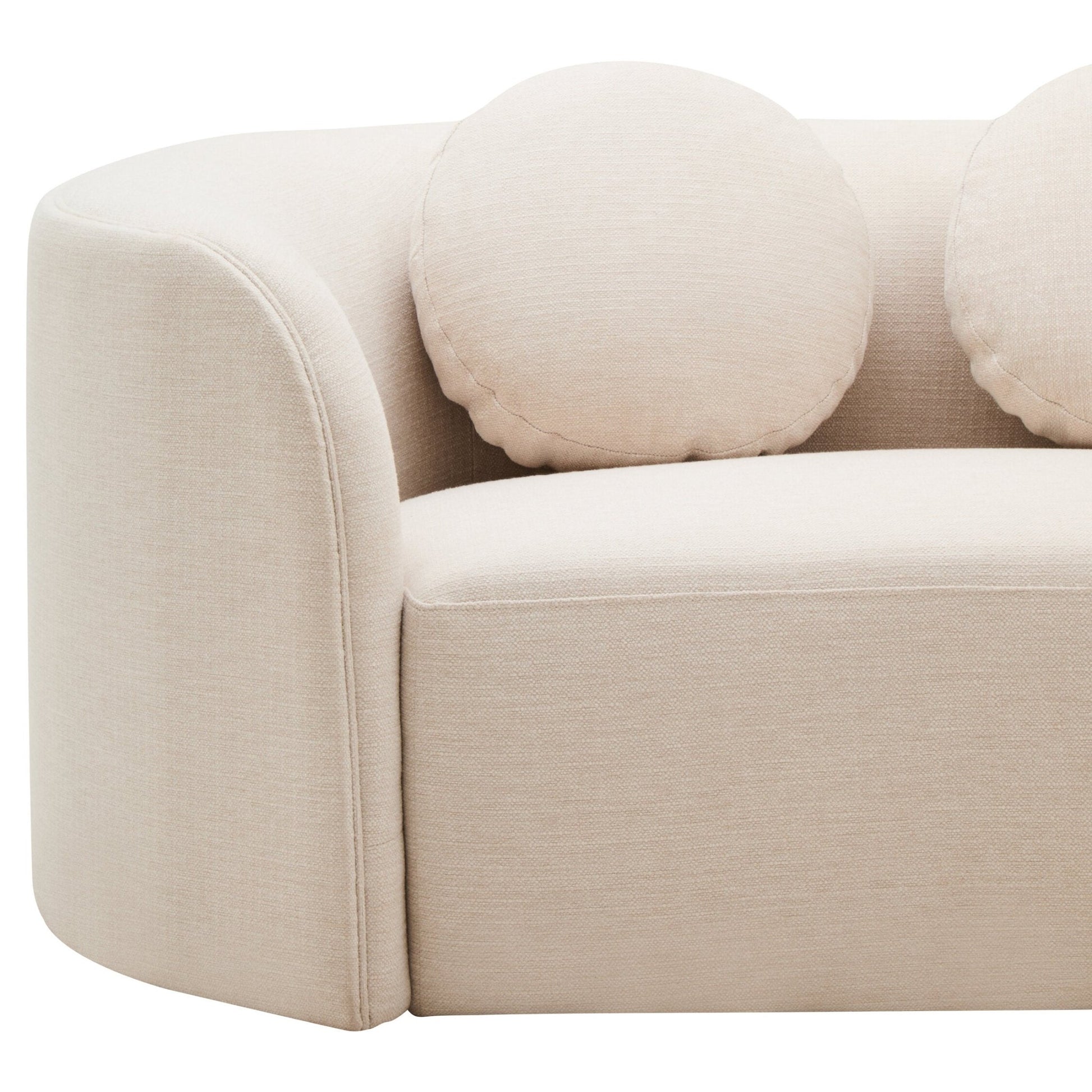 Ovada Cream Linen 3 Seater Curved Sofa | Luxury Home Accessories | Heulog Glow