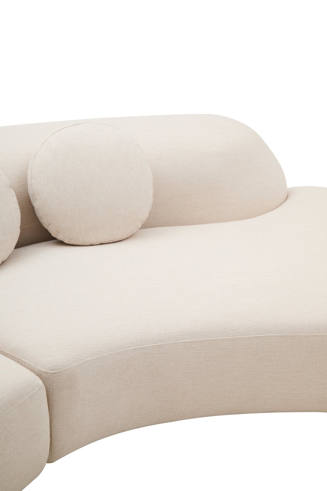 Ovada Cream Linen 3 Seater Curved Sofa | Luxury Home Accessories | Heulog Glow